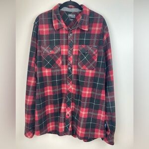 O’Neill Fleece Men’s Long sleeve Plaid Snap Button Shirt Superfleece Red Black